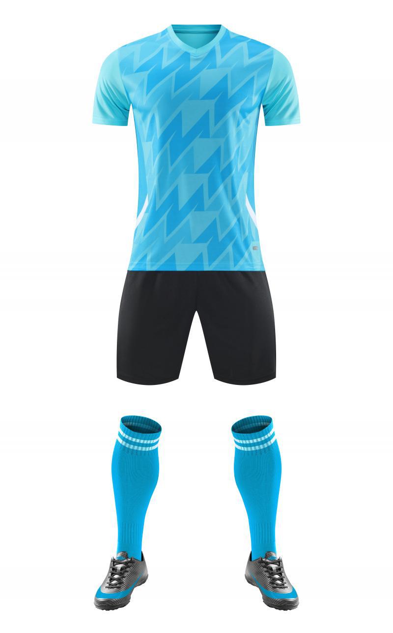 

Short Sleeve Football Uniform Set Competition Training Team Uniform Adult Football Jersey Men S And Women S Suit Quick Dry Breathable 8022 4XL світло-синій колір
