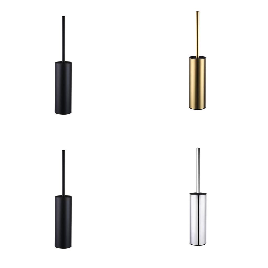 Stainless Steel Toilet Brush Holder Set With Round Design For Modern Bathroom Decor