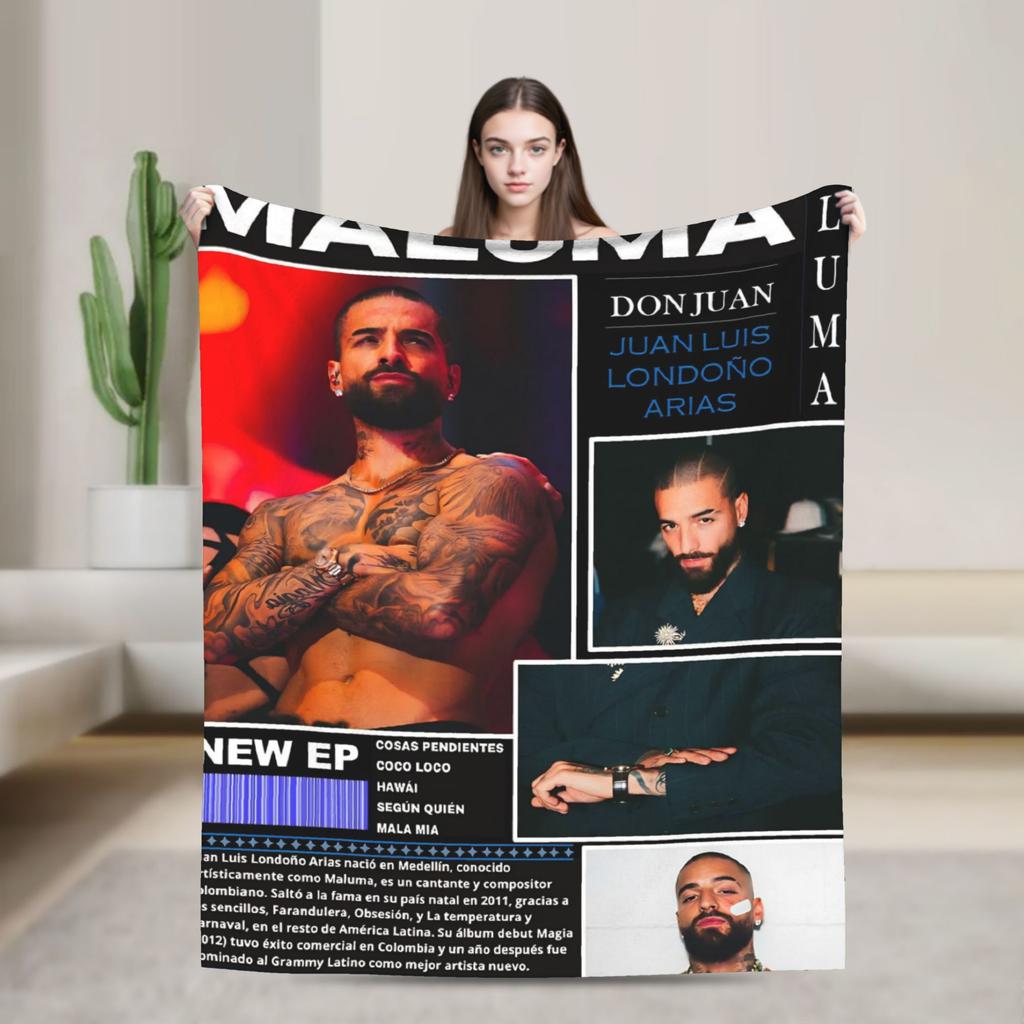 Maluma Rapper Super Warm Blanket  Travel Office Plush Throw Blanket Comfortable Outdoor Flannel Bedspread Sofa Bed Cover