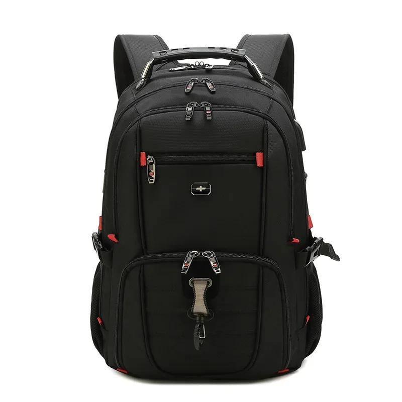 Men's Swiss Backpacks Travel Bag Business Anti Theft Backpack Men Mochila USB Charging 19 21 23Inch Laptop Backpack Waterproof