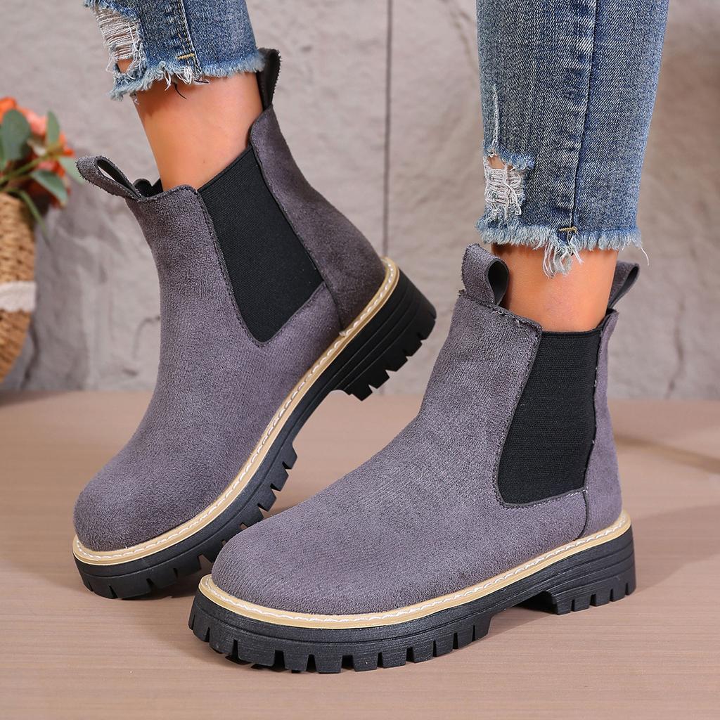 Women's Wide Width Ankle Boots, Round Toe Fashion Winter Booties, European Style Short Boots for Women