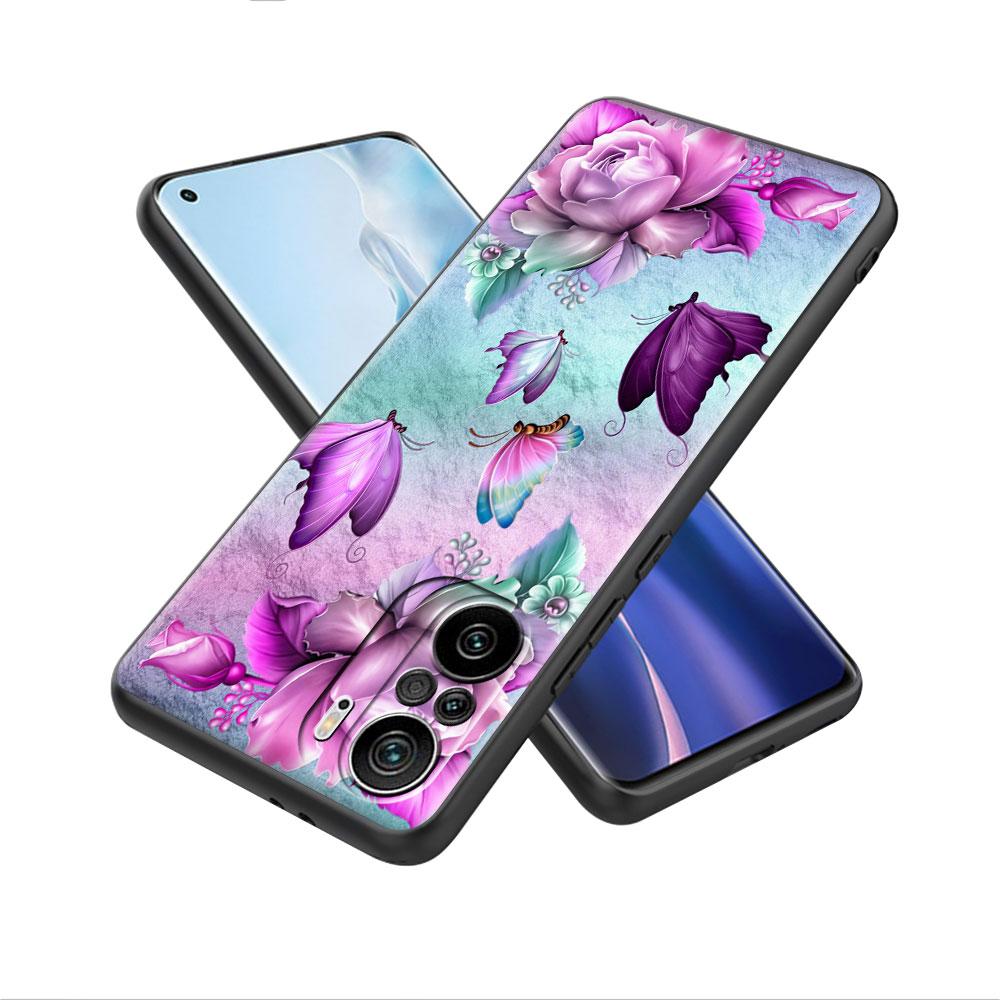 Hülle für Xiaomi Mi Poco X3 NFC X4 Pro F3 F4 GT M4 M3 F1 C40 11 Lite 11T Weiche Silikon-Funda-Telefonabdeckung Diamant Blume Schmetterling