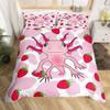 Strawberry Duvet Cover SetRed Strawberry Bedding Set for Girls Cute Black White Geometric Plaid Grid Comforter Cover Full Size