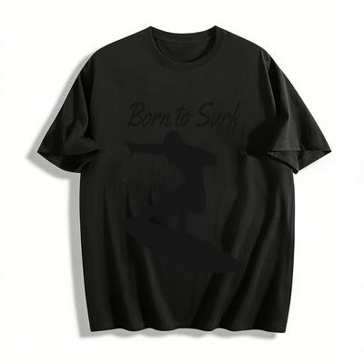 Born To Surf Surfing Graphic Print Casual Short Sleeve T-Shirt Pure Cotton T-shirt
