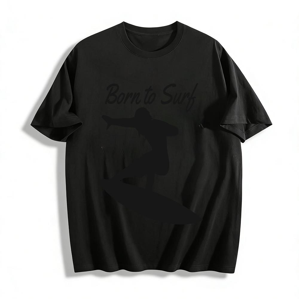 Born to Surf Surfing Graphic Print Casual Short Sleeve T-Shirt Pure cotton T-shirt