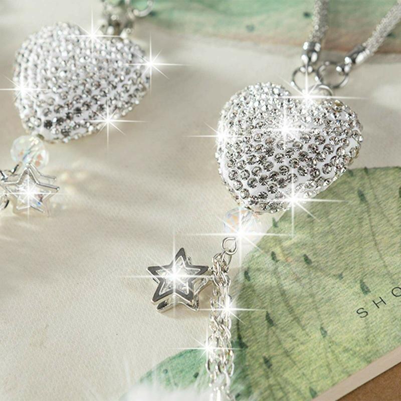 Bling Car Diamond-encrusted Love-shaped Ball Plush Pendant Cute Rearview Mirror Hanging Decoration