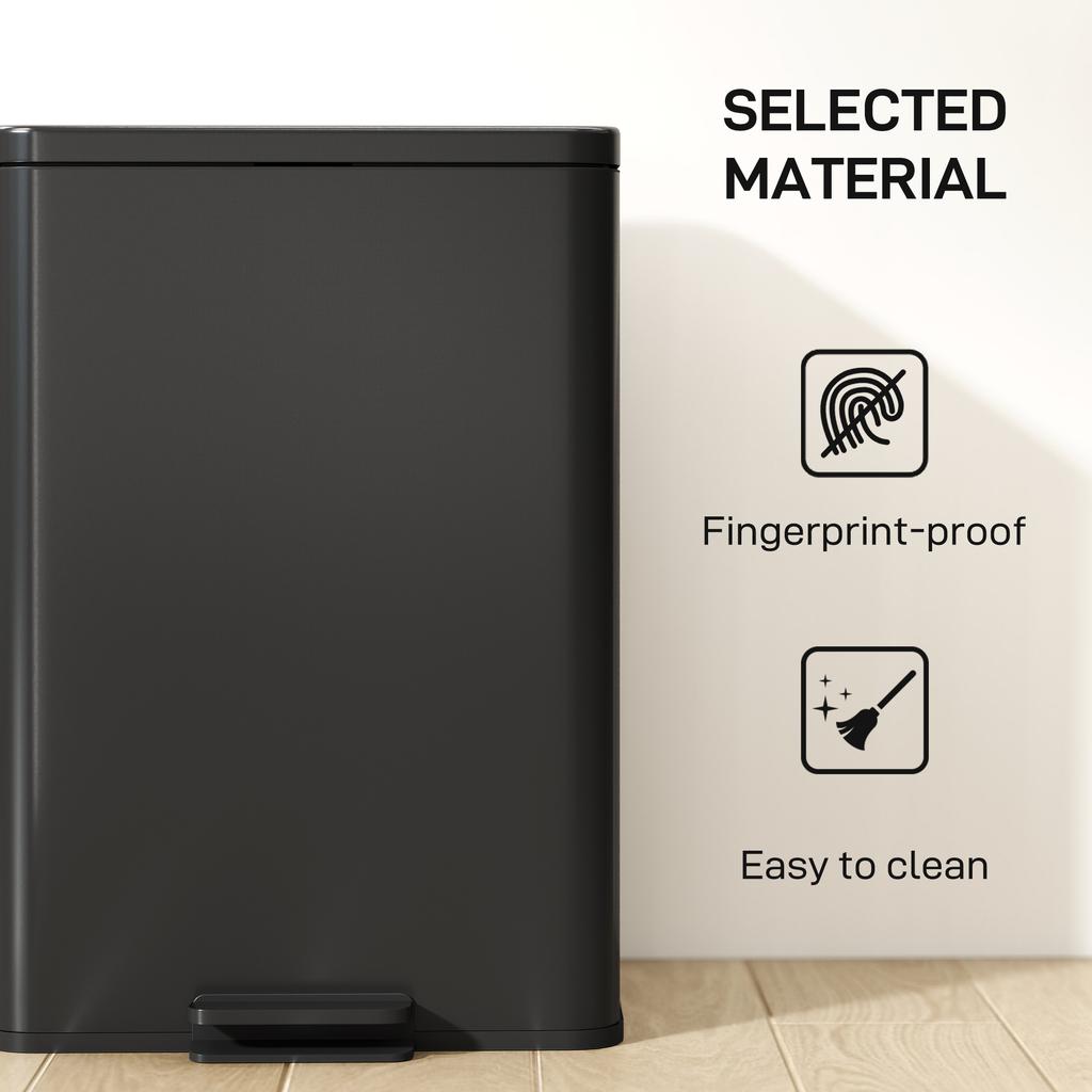 20L Kitchen Bin with Soft-Close Lid and Stay-Open Function, Stainless Steel Pedal Bin with Removable Inner Bucket for Kitchen, Office, Home