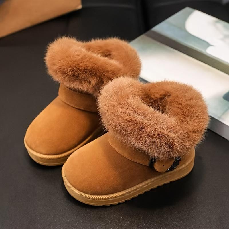 

Girls Winter Snow Boots Non Slip Rubber Sole Warm Cold Weather Toddler Kids Easy on Off Snow Playdates Pink Black Brown 21