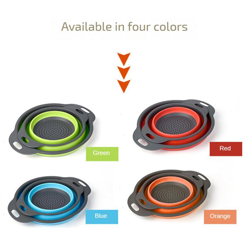 Foldable Strainer Fruit and Vegetable Washing Basket Colander Tableware Drainer Silicon Colander Foldable Drainer Kitchen Gadget
