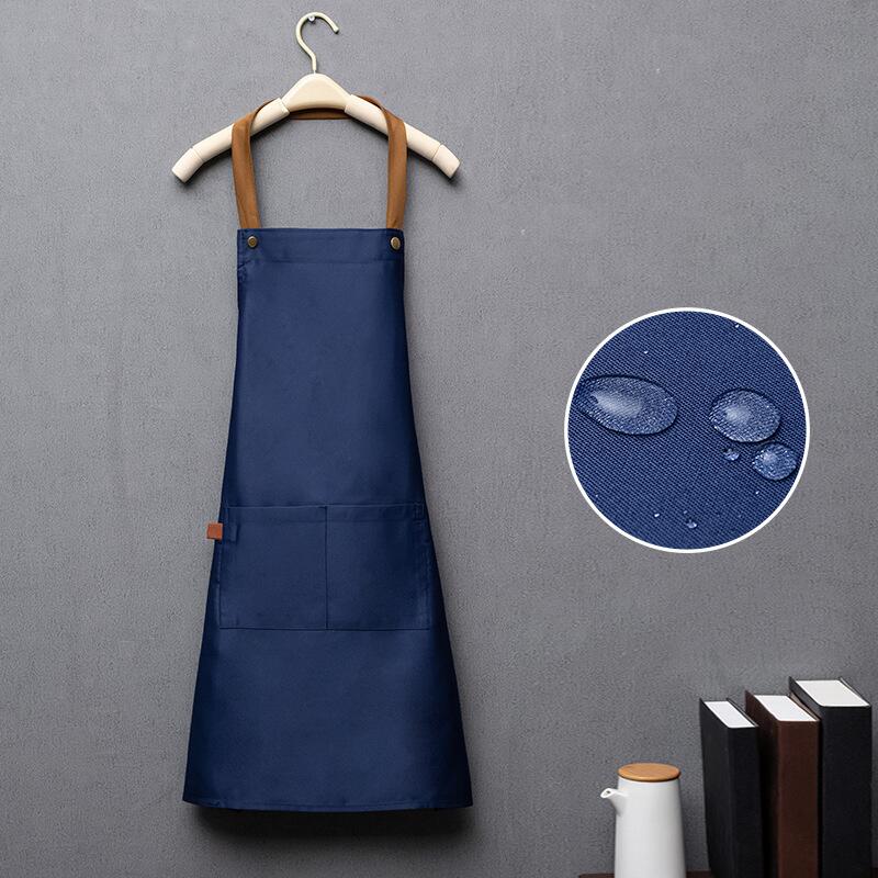 Customized Embroidery Print Logo Signature Waterproof Kitchen Home Chef Baking Clothes With Pockets Adult Bib Waist Bag Aprons