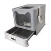 Enclosed Cat Litter Box With Drawer Stainless Steel Easy to Clean Foldable Top Exit Kitty Litter