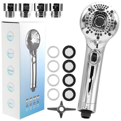 Pommeau de douche à débit d'eau manekinext avec arrêt pour la beauté à domicile, le cuir chevelu et Interrupteur standard à 6 niveaux, Rénovation, Salons, Soin, Nettoyage, G1/2 (argent)