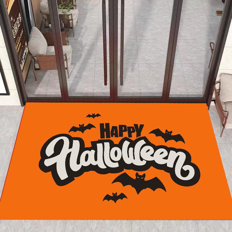 

VIKAMA Halloween Crystal Velvet Decorative Carpet, Anti-Slip And Easy To Maintain, Round Entrance Foyer, Bathroom Home Decor 40x 60cm