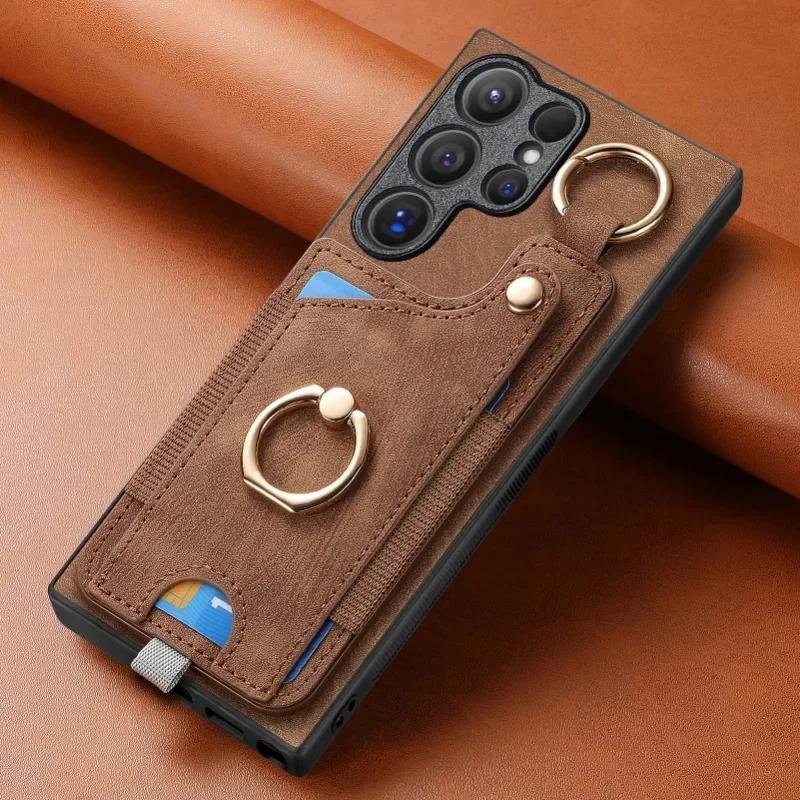 Ring Holder Phone Case for Samsung Galaxy S24 FE S26 S25 S23 S22 Ultra A17 A07 A57 A37 A36 A56 Magnetic Wallet Card Slot Cover