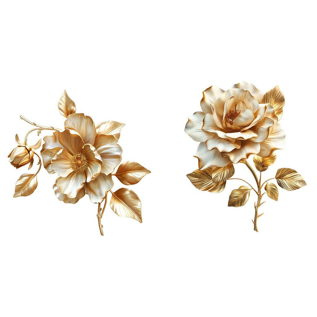 Gold Flower Toilet Seat Lid Sticker Selfs-Adhesive Bathroom Wall Sticker Floral Toilet Lid Decals DIY Toilet Stickers