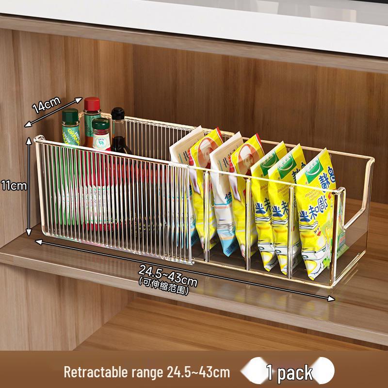 Retractable Kitchen Seasoning Organizer - Compartmented Storage for Bottles, Jars, and Packets