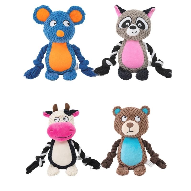 Squeaky Plush Cotton Rope Dog Toy For Interactively Play Teeth Cleaning And Anxieties Relief In Small Media Dog