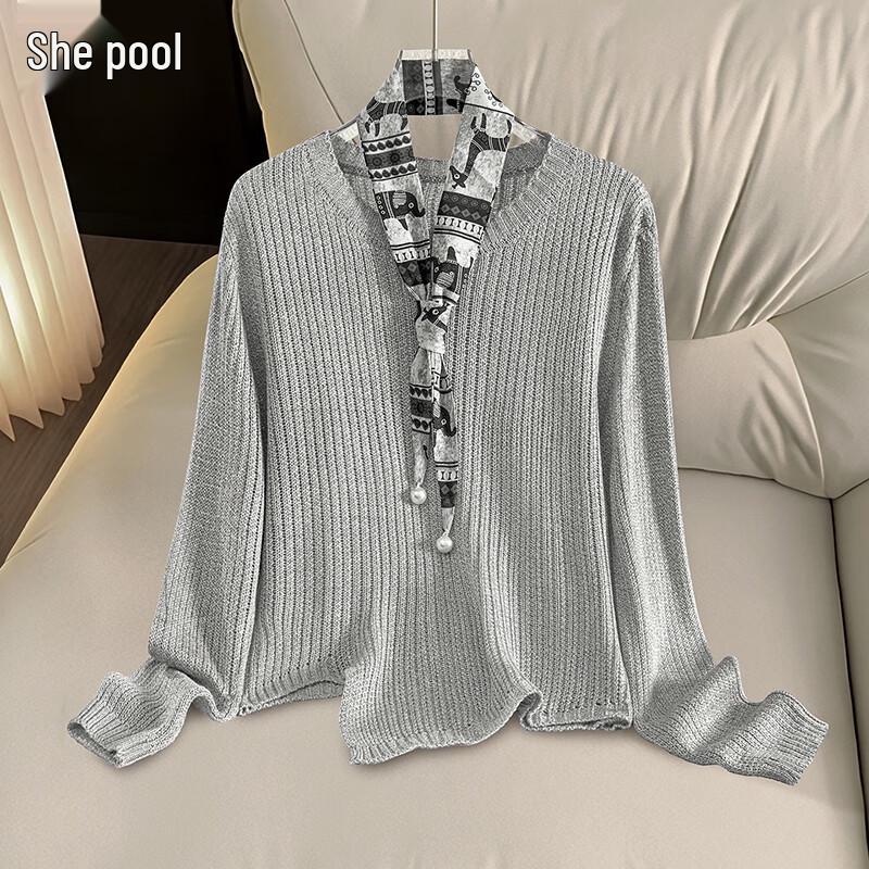 

Women s Irregular Round Neck Knitted Pullover One Size