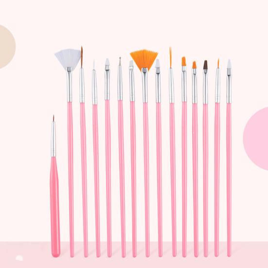 15 Pcs/Set Nail Painting Pen Images Drawing Professional Lightweight Nail Brush Long  Handle Various Shapes Pen for Women