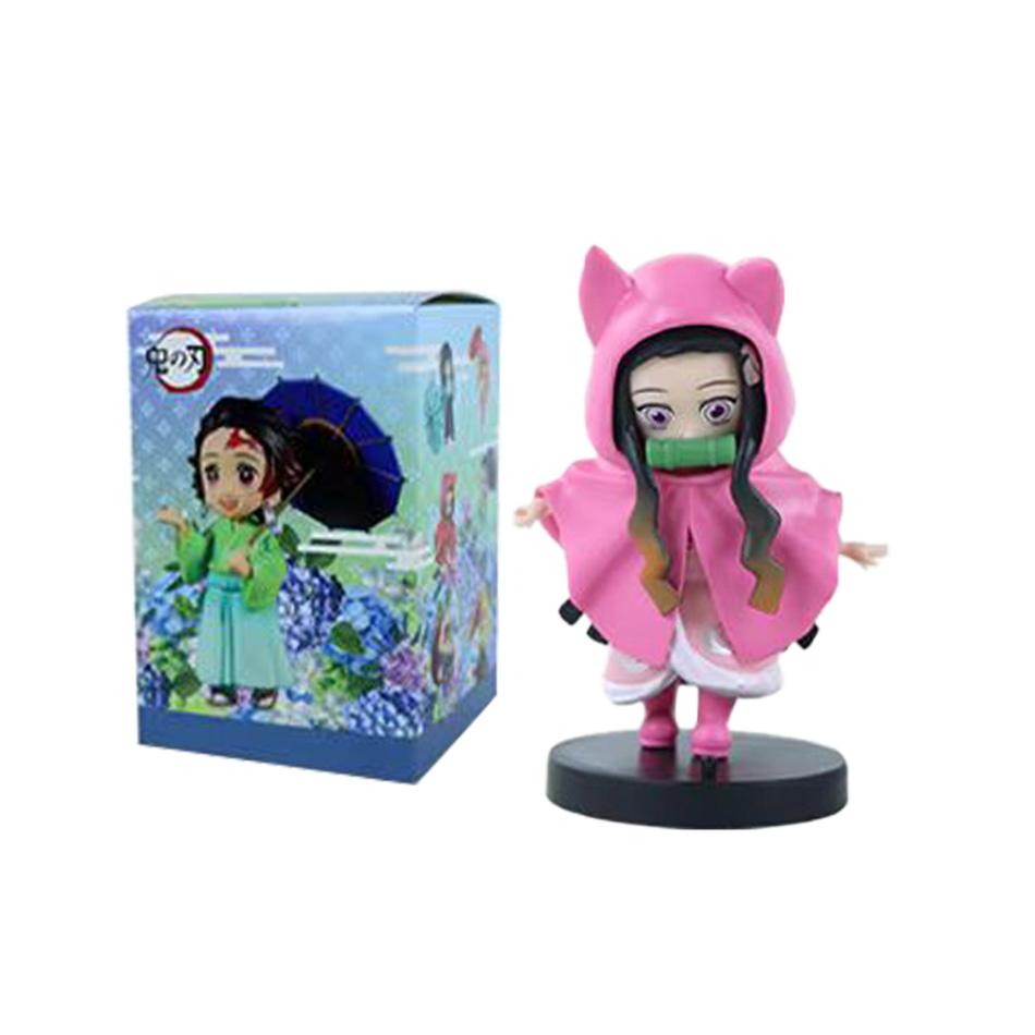 12pcs Anime Demon Slayer Tanjiro Kamado Nezuko Christmas Halloween PVC blind box cartoon figure model ornament child gift Random Mystery Trendy