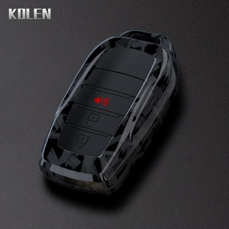 Abs Carbon Fiber Car Flip Key Case Cover For Toyota Sienna Rav4 Crown Hilux Fortuner Camry Land Cruiser Prado Venza Accessories