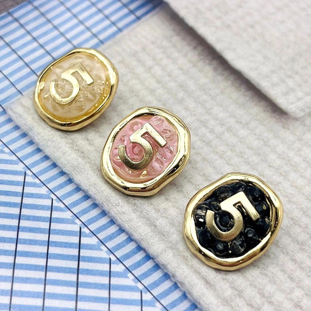 6pcs Candy Pink Black White Luxury Design Metal Round Sewing Button For Clothing Accessory Handmade DIY Decoration