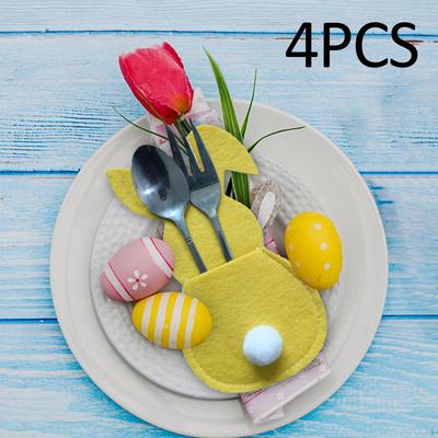 4 Pcs Easter Cutlery Holder Bag Universal Portable for Table Party Dinner Christmas