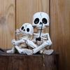 Weather-resistant Skeleton Figurine Hand-painted Resin Skeleton Ornament for Garden Pond Balcony Decor for Halloween