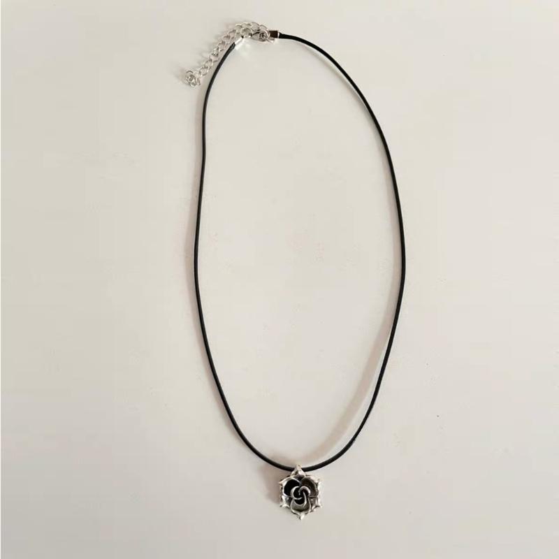Rose Floral Necklace Flower Shape Pendant Adjustable Collarbone Chain Floral Theme Neckchains Lightweight Jewelry
