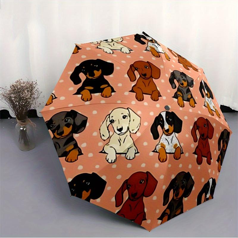 1pc Puppy Print Automatic Open/Close Umbrella, Umbrella with cartoon Design, Portable Compact Umbrella for Men & Women, Good Holiday Gift yy
