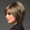 Women's Fashion Front Lace Short Mixed Color Straight Wig with Air Bangs