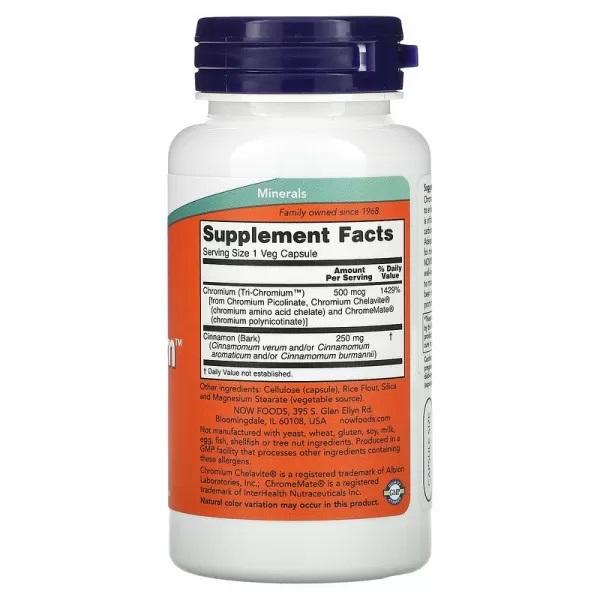 Now Foods TRI-CHROMIUM, 500MCG + CINNAM