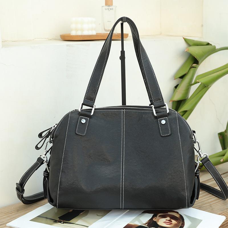 

Imported Oil Wax Leather Women s Bag Fashionable Cross-body Work Commuter Shoulder Portable 33x16x22CM чёрный
