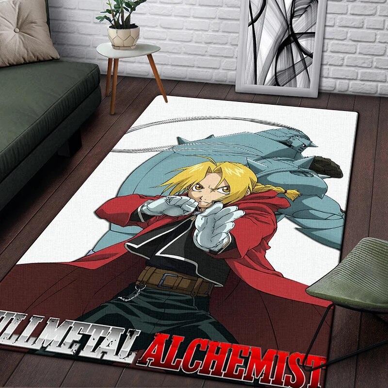 Fullmetal Alchemist Anime Painting Carpet for Living Room Large Area Rug Black Soft Carpet Home Decoration Mats Boho Rugs Picnic