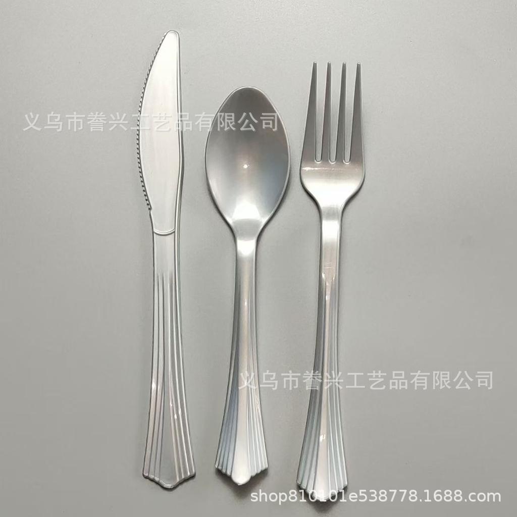 Party Birthday Spot Disposable Knives, Forks And Spoons Plastic Tableware Festive Party Dovetail Knives, Forks And Spoons Foreign Trade