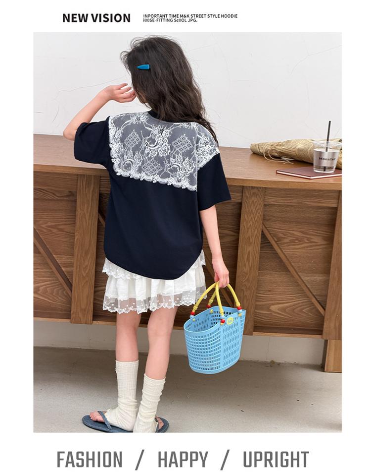 Girls' skirt set summer two-piece set 2026 new children's shawl T-shirt gauze skirt sweet summer clothes