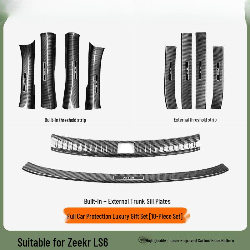 Carbon Fiber Texture Door Sill & Trunk Protector for IM LS6/LS7/L6 - 25 Models Compatible