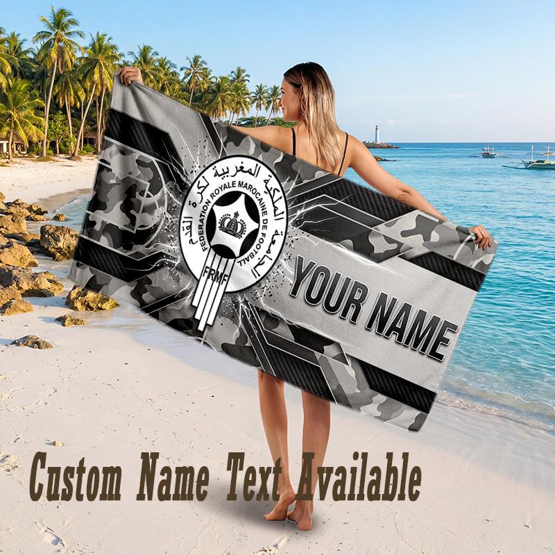 Morocco Football Design Beach Towel Custom Text Large Towel for Beach Vacation