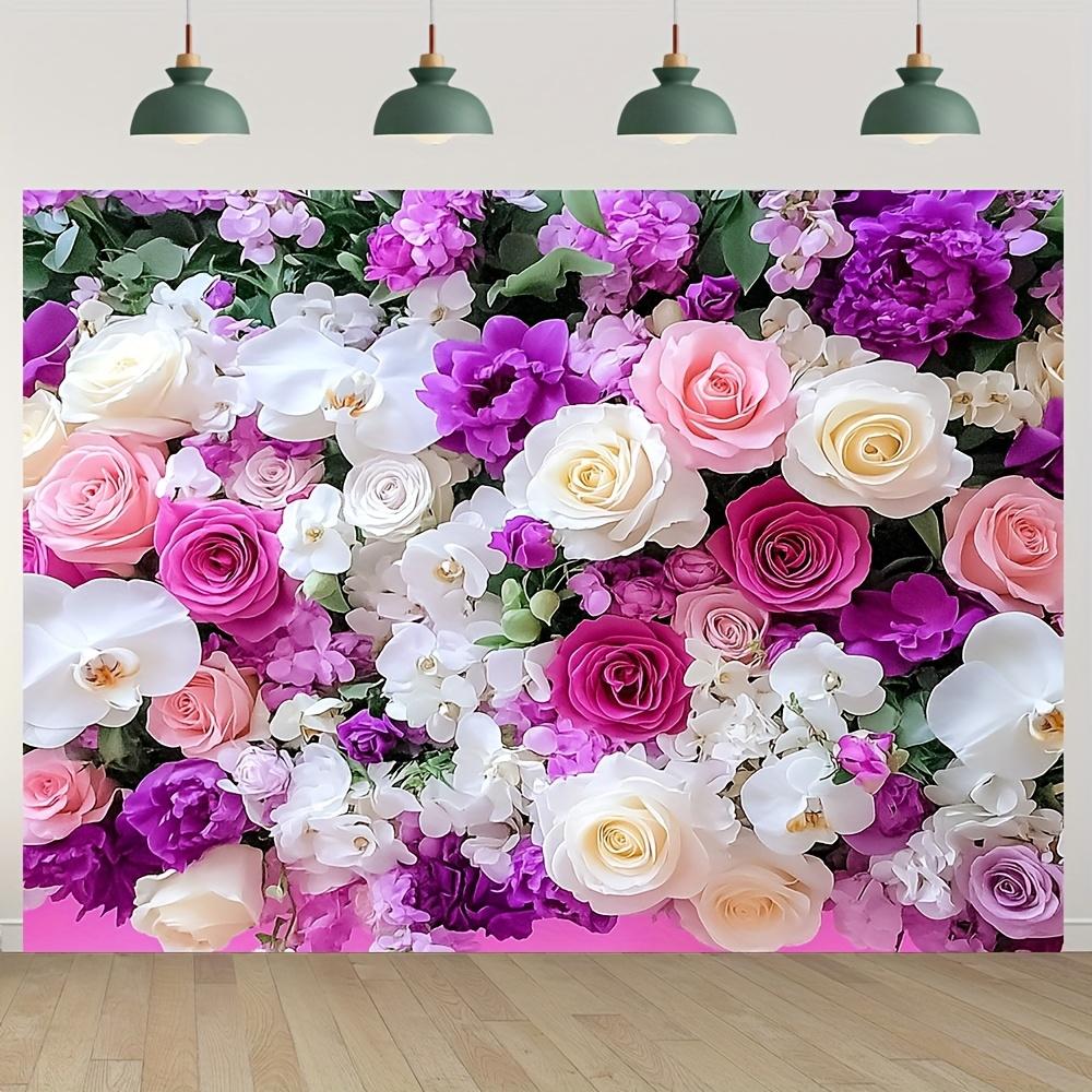 1Pcs Floral Pink Rose Flower Decoration Background Backdrop For Photo Studio Photo Booth Party