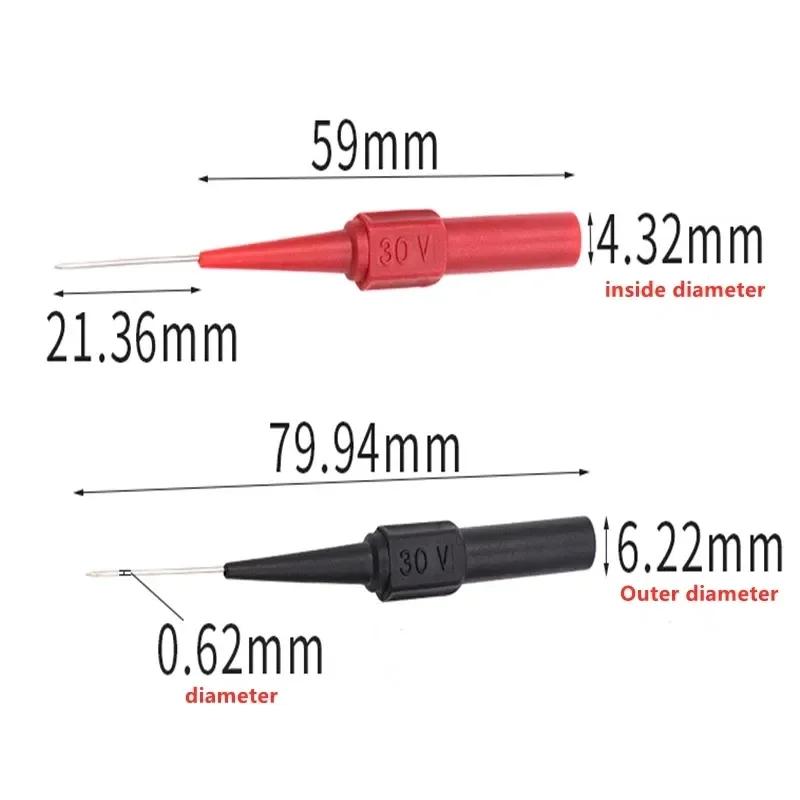 1/2pcs Aiguille de Perforation d'Isolation Sondes de Test Multimètre Non Destructives Rouge/Noir 30V-60V Pour Fiche Banane