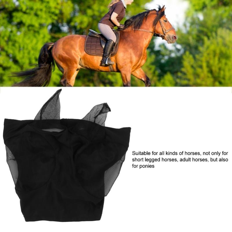Horse Mesh Fly Mask Breathable Elastic Horse Face Mask With Ears Protection Riding Equestrian Equipment Black