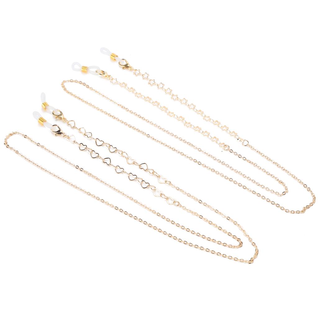 2pcs Hollow Heart Star Pattern Eyeglass Chains Reading Eyeglass MouthMuffle Lanyard