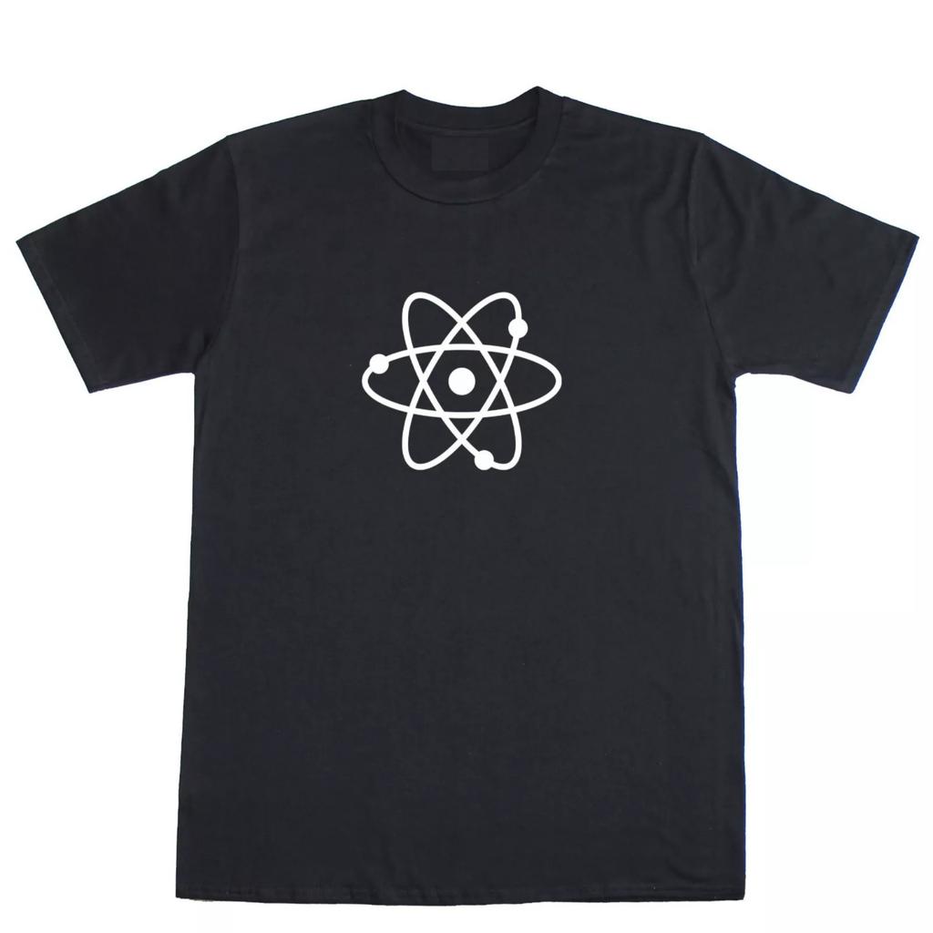 Men's T Shirt Atom Science Geek Nerd Regular - Fit Cotton Tee Geometric Print