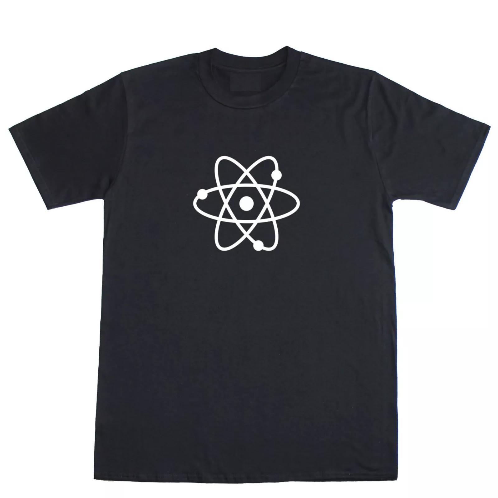 Men s T Shirt Atom Science Geek Nerd Regular - Fit Cotton Tee Geometric Print S