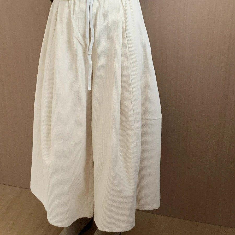 Korean Style Slimming Wide-Leg Corduroy Wool Pants for Women