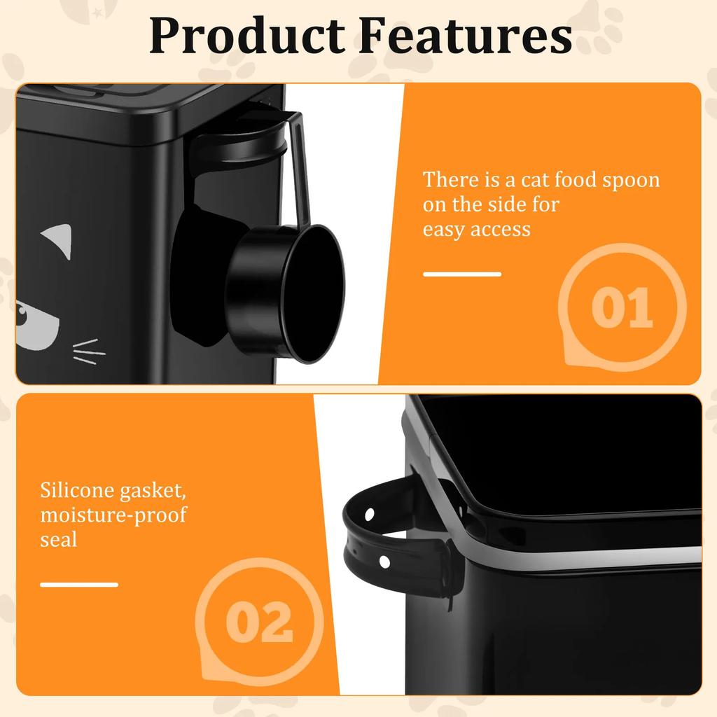 Förvaringsbehållare för husdjursfoder Järn Kattgodisbehållare med Lock 6L Stor Kapacitet Lufttät Förvaringshink för Hundar Husdjurstillbehör