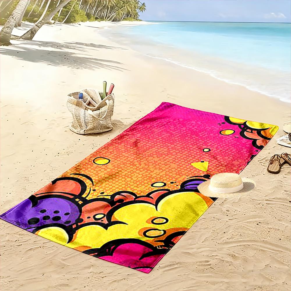 Colorful Pop Art Clouds Design Beach Towel quick-drying for travel outdoor sports jogging beach and swimming