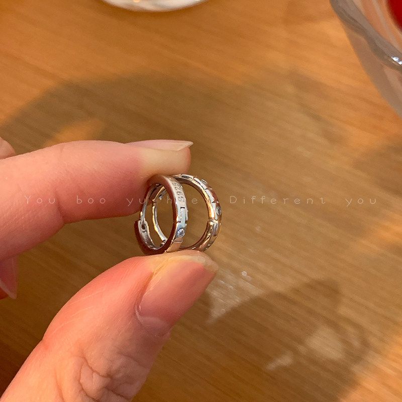Niche Style Silver Female European MAYSU Circle Fancy Ear Clip Round Small Earrings