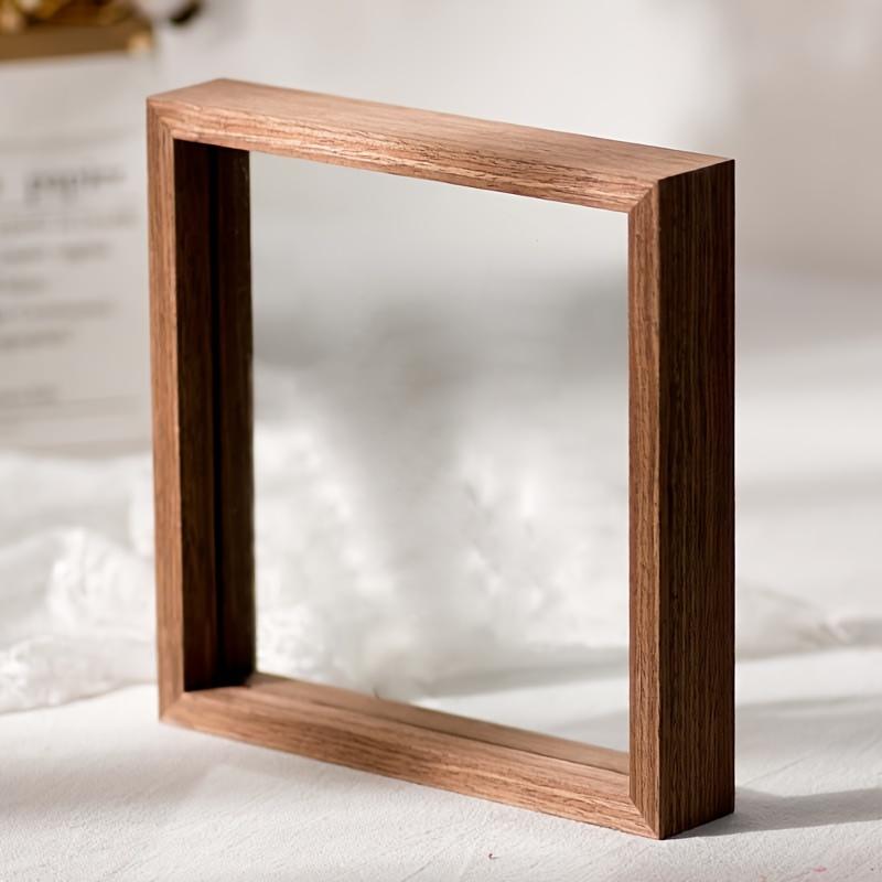 1 Pc 7-Inch Square Double-Sided Glass Picture Frame - Ideal for Displaying Dry Paintings and Leaves.European Style Wooden DIY Photo Frame for Tabletop