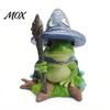 Detailed Star Moon Spider Figure Witch Frog Ornaments, Resin Magic Wizard Figurine, Micro-landscape Miniature Decorative Halloween Room Accent Statue